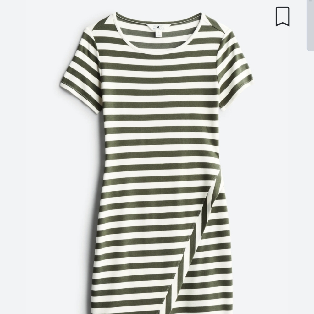 Market & Spruce Brigitte Knit Dress, NWOT, XLP, Olive and White Stripes